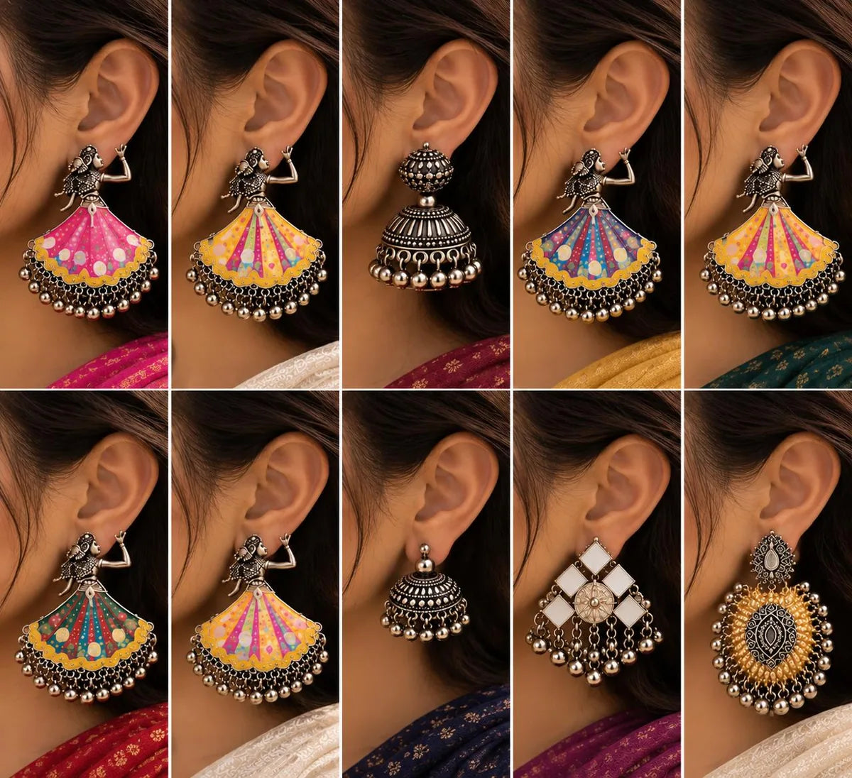 Traditional Oxidized Silver Earring Collection