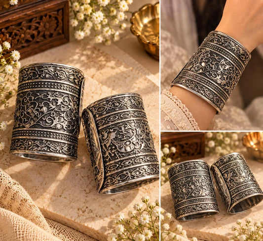 Antique Oxidized Silver Cuff Bangles
