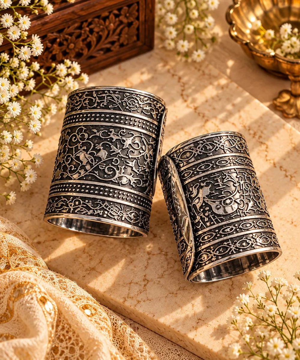 Antique Oxidized Silver Cuff Bangles