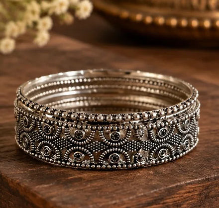 Oxidized silver accents