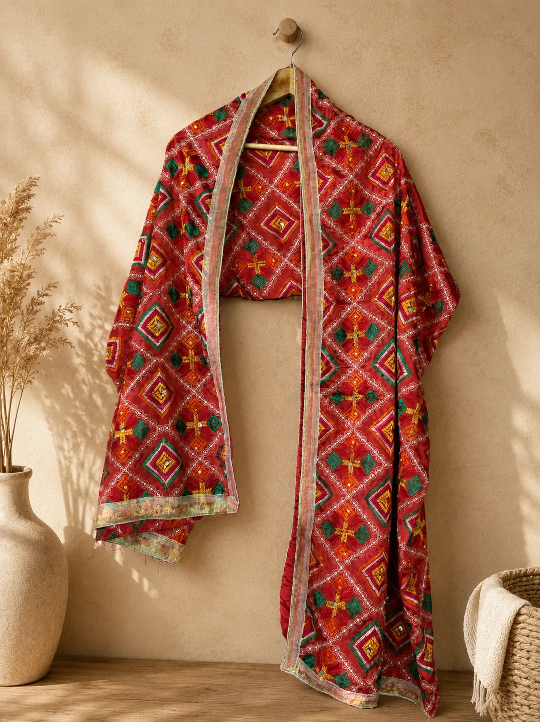 Handcrafted Punjabi Phulkari Dupatta