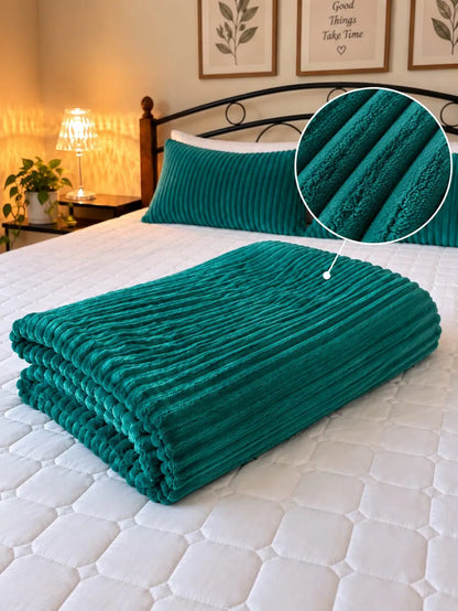 Light Green Ribbed Plush Blanket