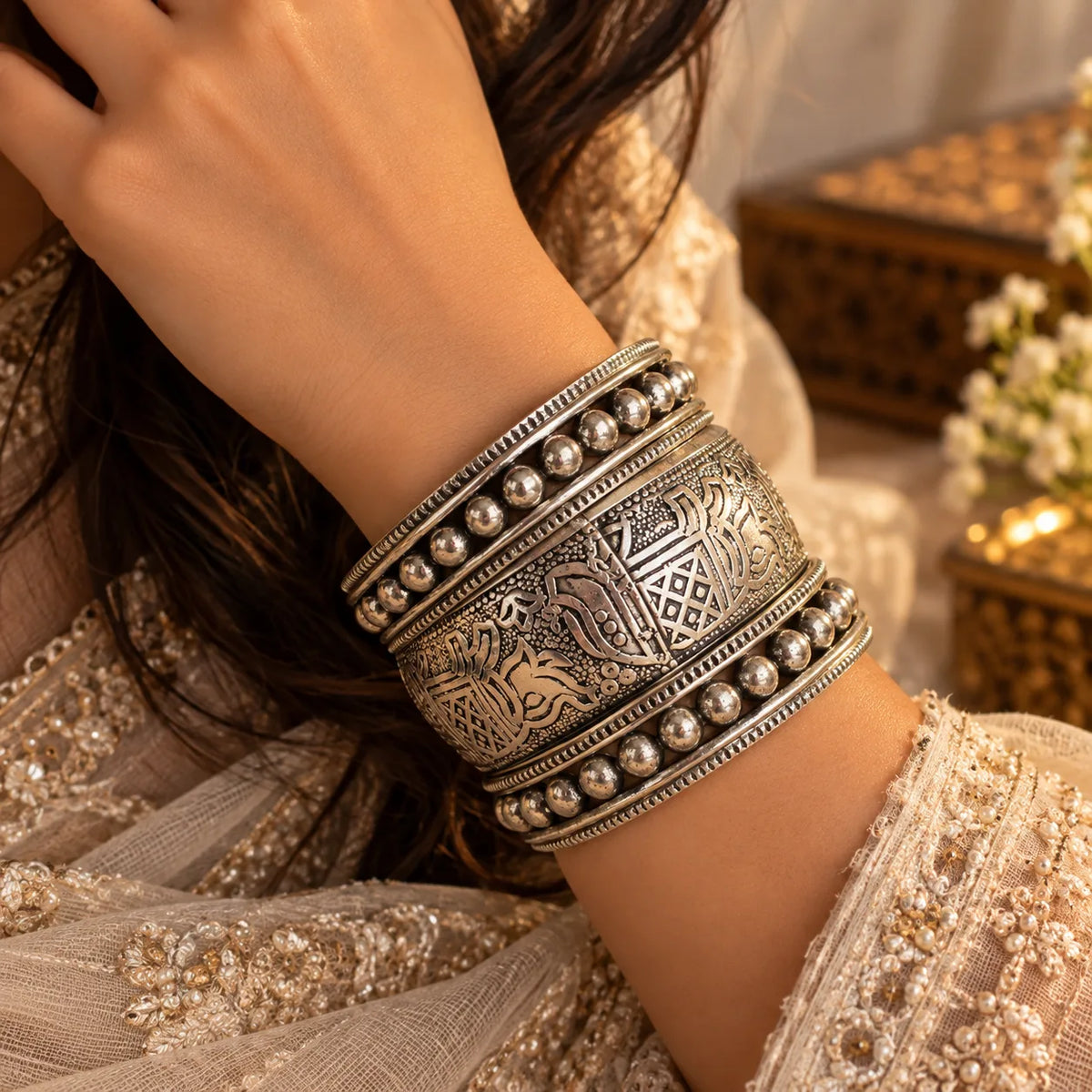 Oxidized Silver Statement Bangle