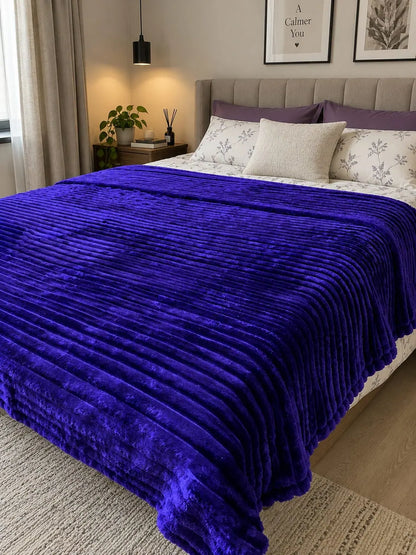 Purple Ribbed Plush Blanket