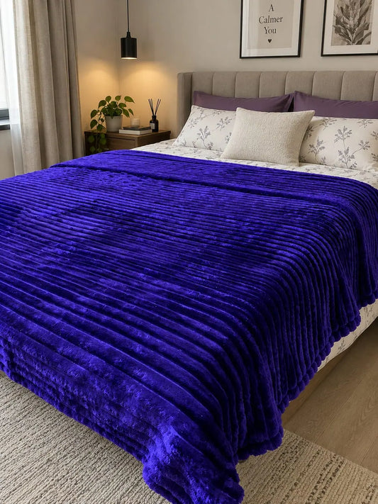 Purple Ribbed Plush Blanket
