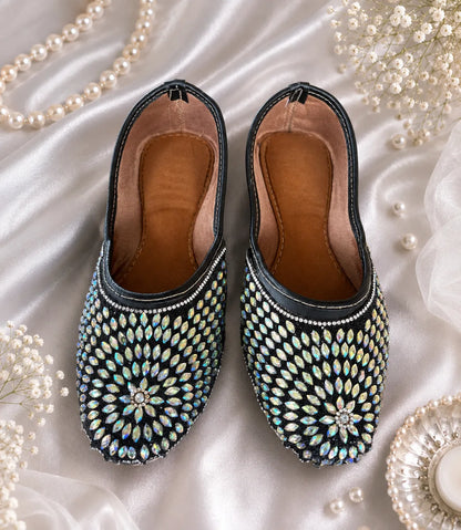 The Chits Midnight Crystal Embellished Party Wear Jutti